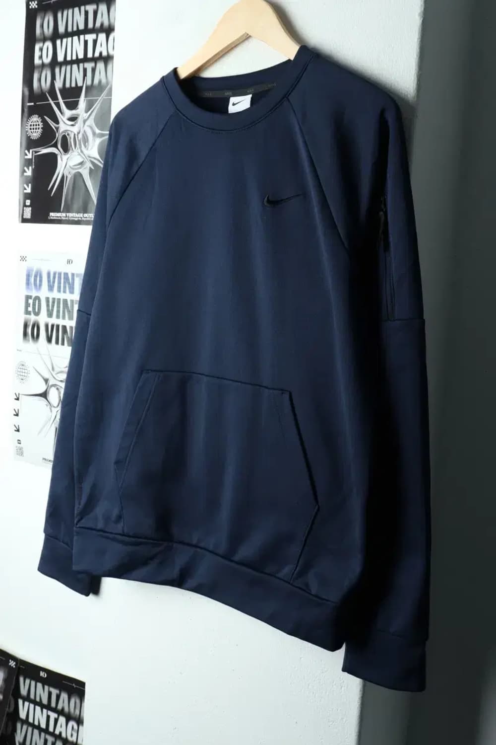 (S-M) 나이키 맨투맨 티셔츠 네이비 기모 폴리-166C6 상품이미지1