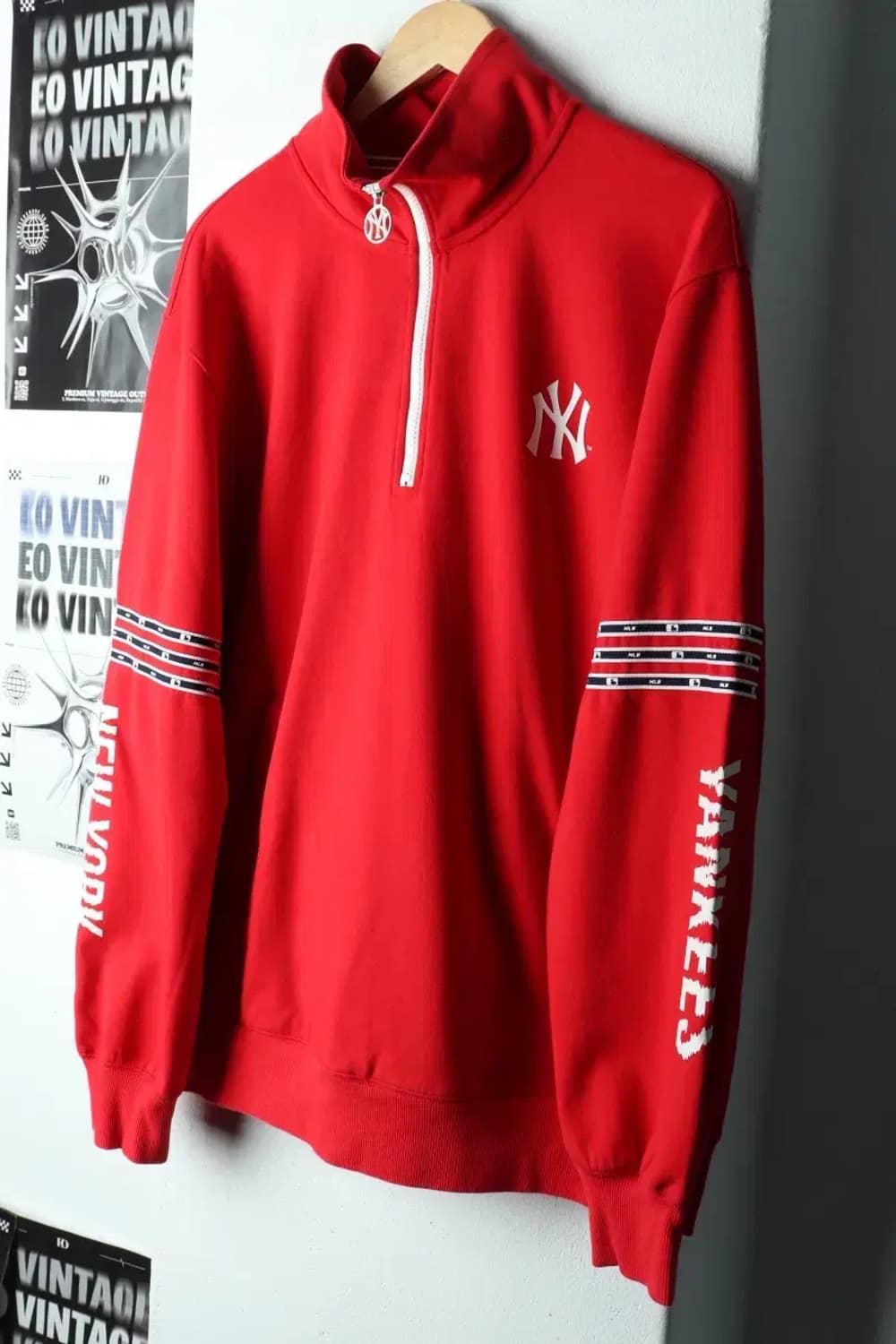 (L-XL) MLB 엠엘비 맨투맨 티셔츠 반집업 양키즈 레드-166C7 상품이미지1