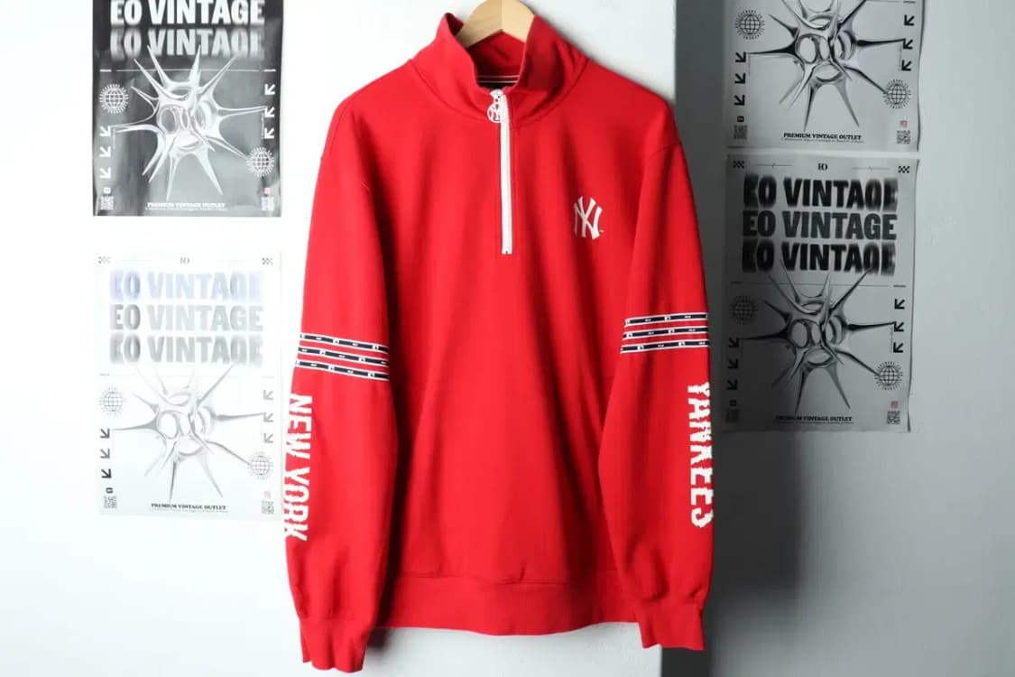 (L-XL) MLB 엠엘비 맨투맨 티셔츠 반집업 양키즈 레드-166C7 상품이미지3