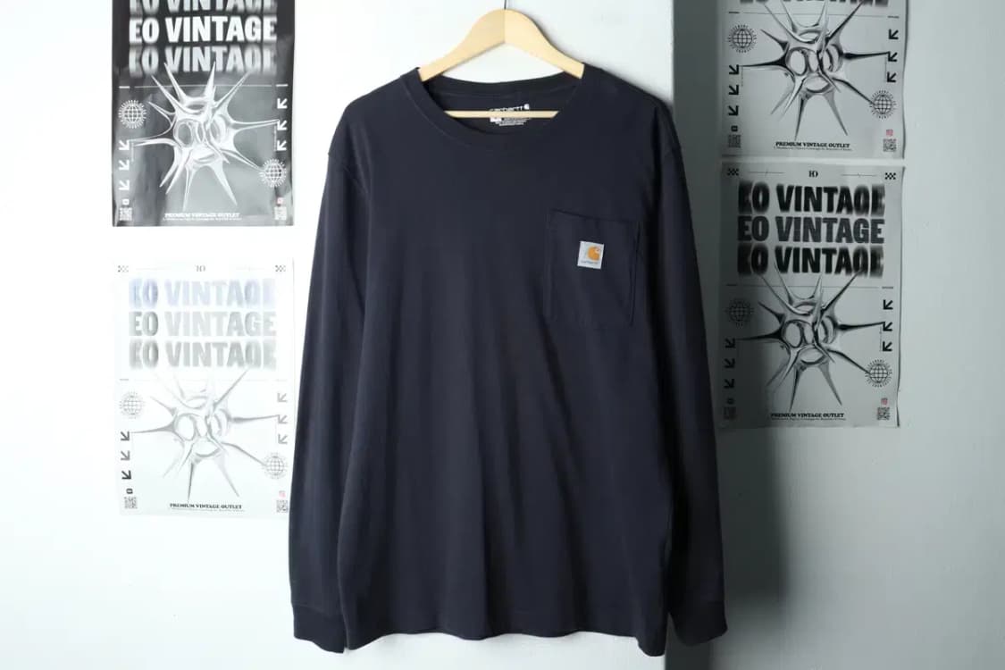 (S-M) 칼하트 긴팔티셔츠 사용감 루즈핏 네이비-166CB 상품이미지2