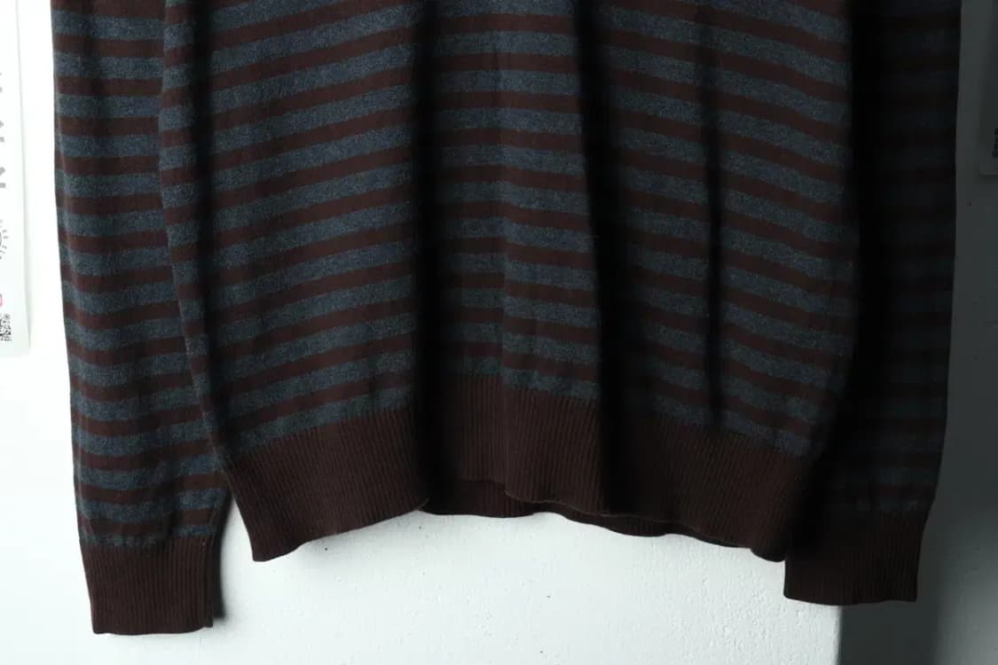 W(2XL) 헤지스 니트 브이넥 스트라이프 브라운-166CF 상품이미지4