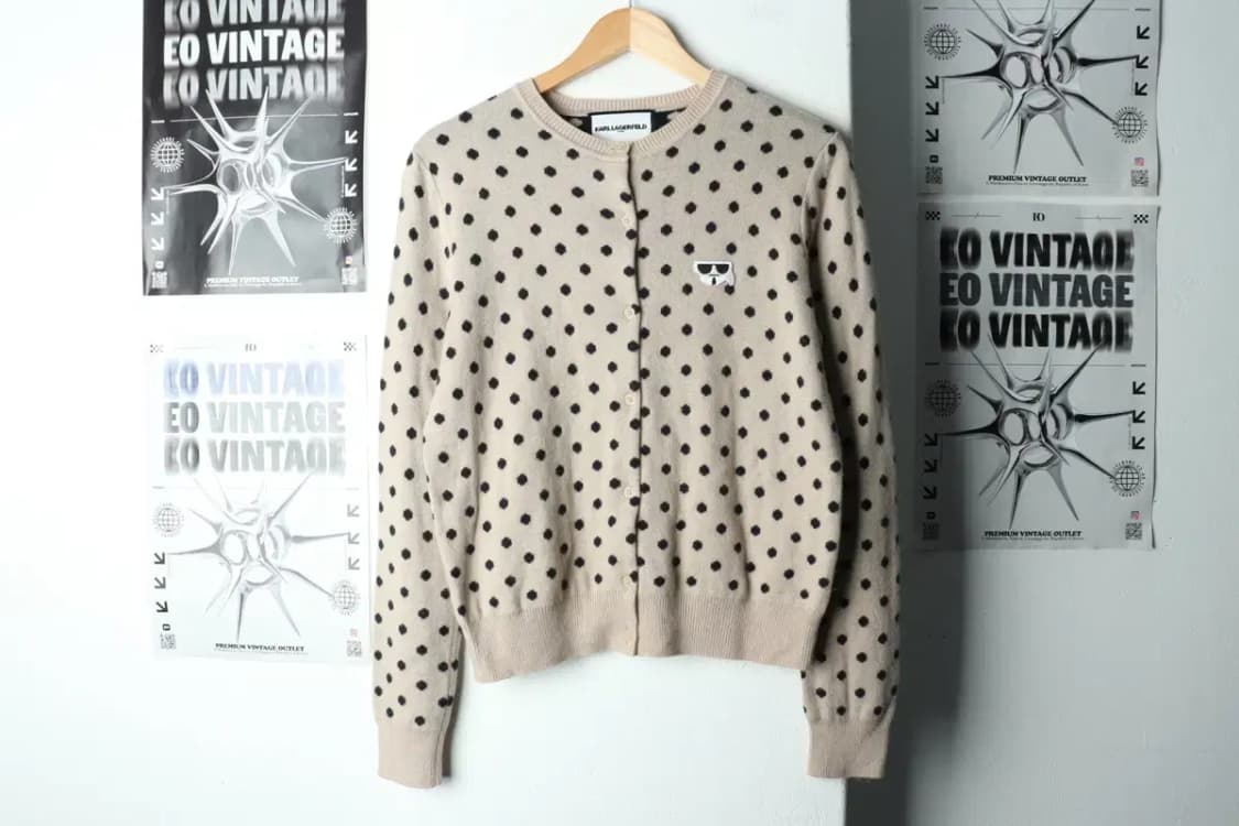 W(M) 칼라거펠트 니트 가디건 도트 베이지 울 땡땡이-166D7 상품이미지2