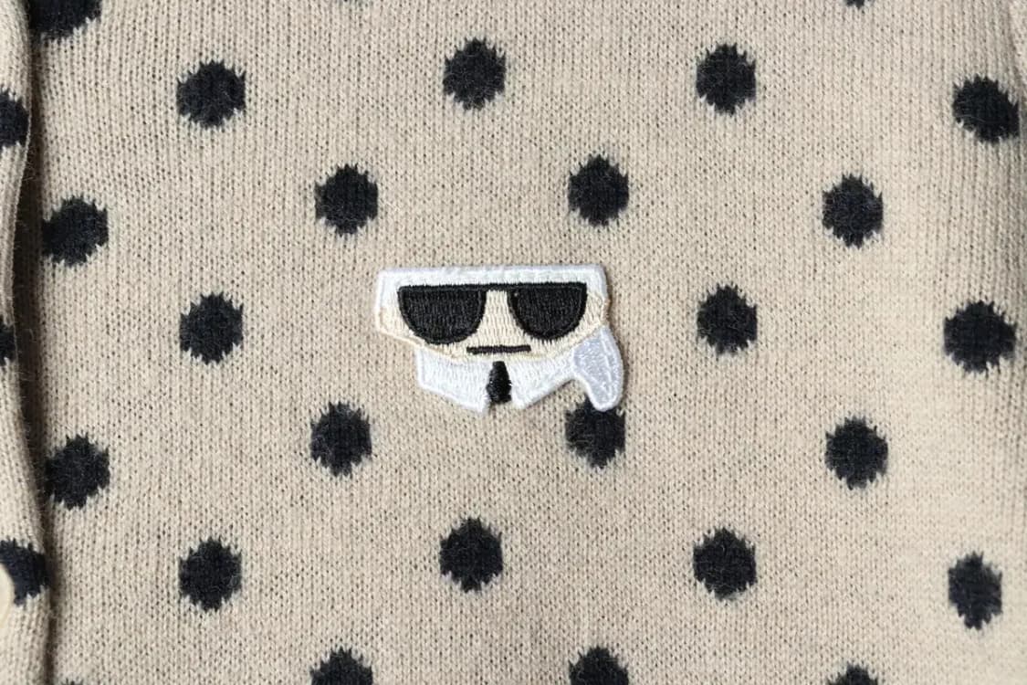 W(M) 칼라거펠트 니트 가디건 도트 베이지 울 땡땡이-166D7 상품이미지5