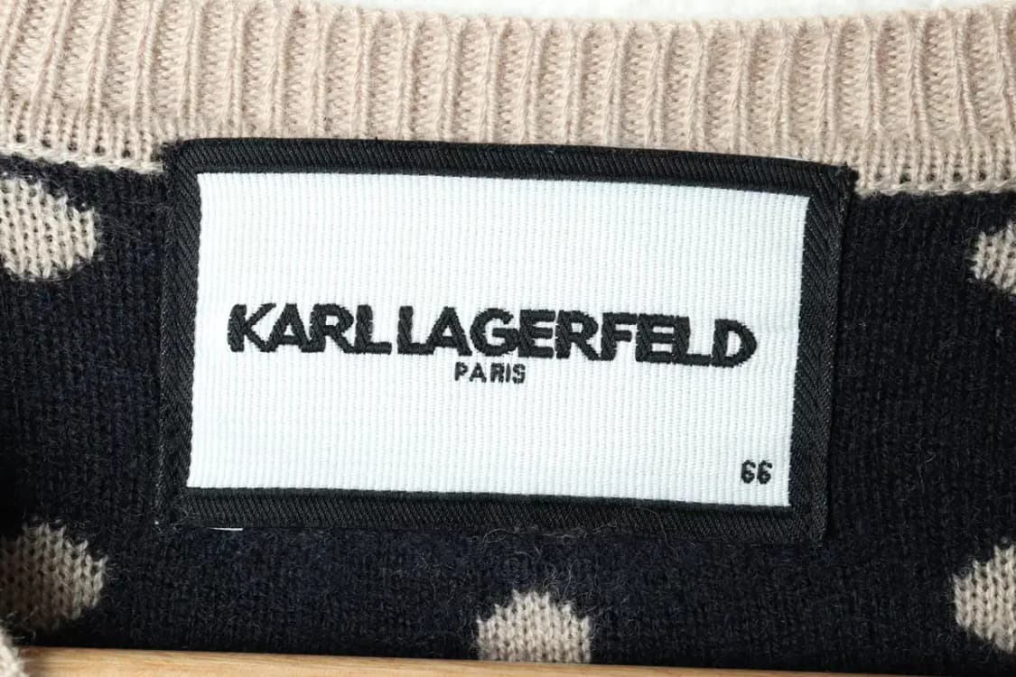 W(M) 칼라거펠트 니트 가디건 도트 베이지 울 땡땡이-166D7 상품이미지6