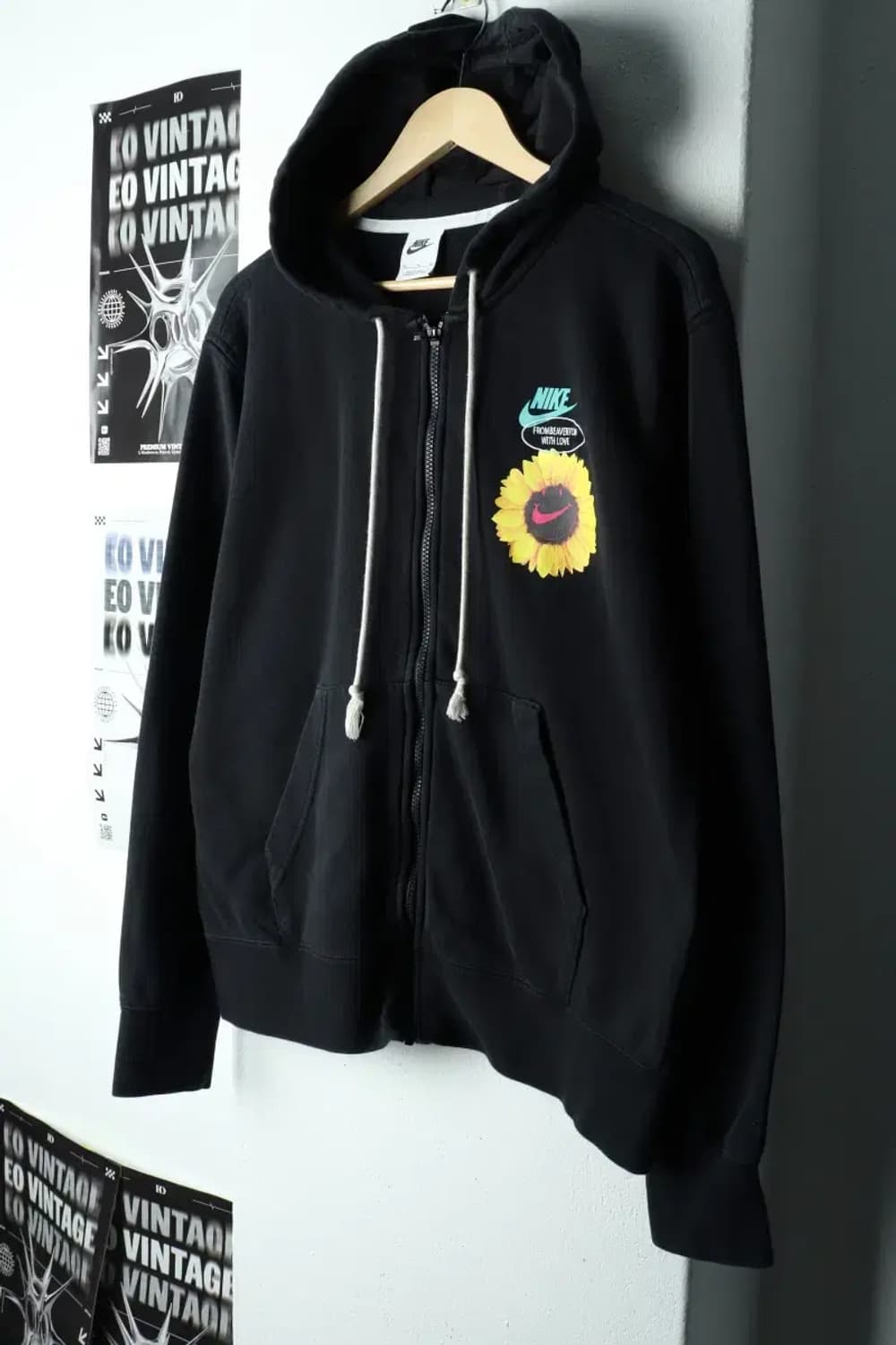 (XL-2XL) 나이키 후드집업 해바라기 블랙 올드스쿨-166DA 상품이미지1