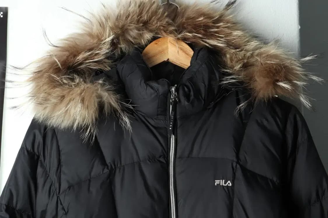 W(XL) 휠라 패딩 점퍼자켓 덕다운 블랙 퍼-166EB 상품이미지3