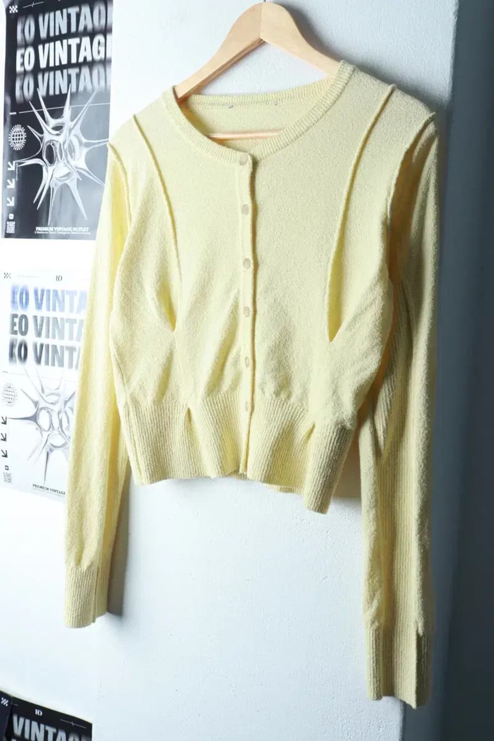 W(F) 마뗑킴 니트 가디건 부클 크롭 개나리-16A7D 상품이미지1