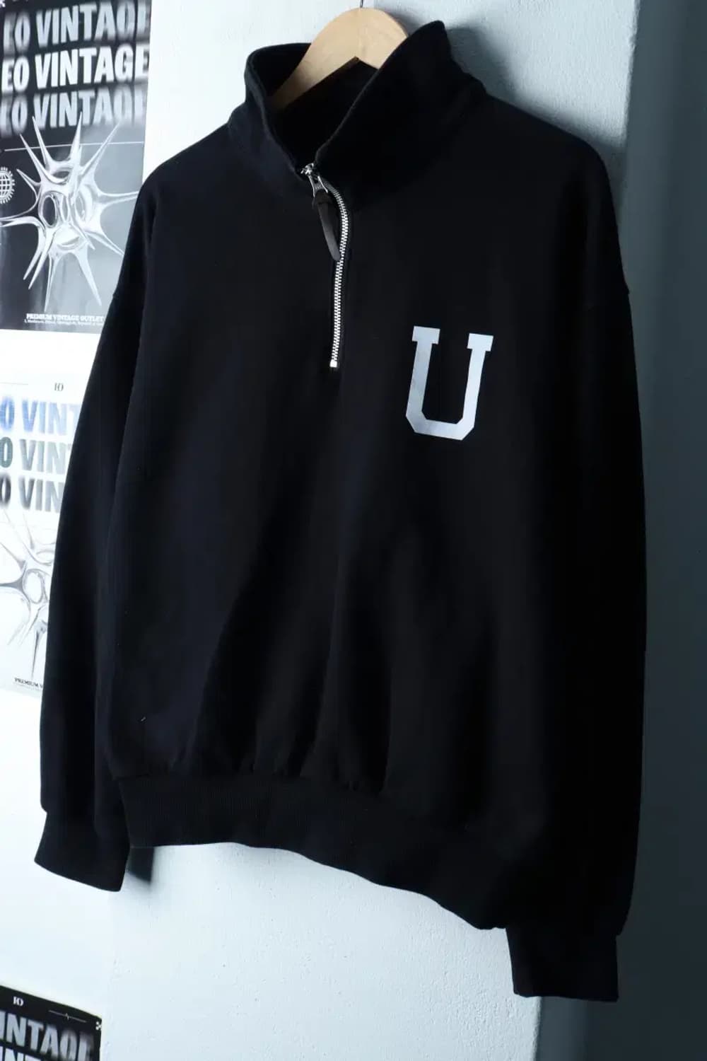 (M-L) 어반스터프 맨투맨 티셔츠 반집업 블랙 올드스쿨-16A7F 상품이미지1