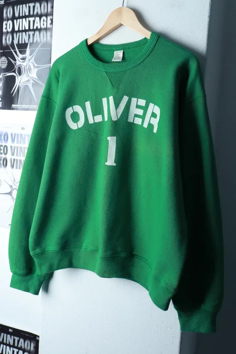 (S-M) 토마스모어 맨투맨 티셔츠 루즈핏 그린 올드스쿨-16A82 상품이미지1