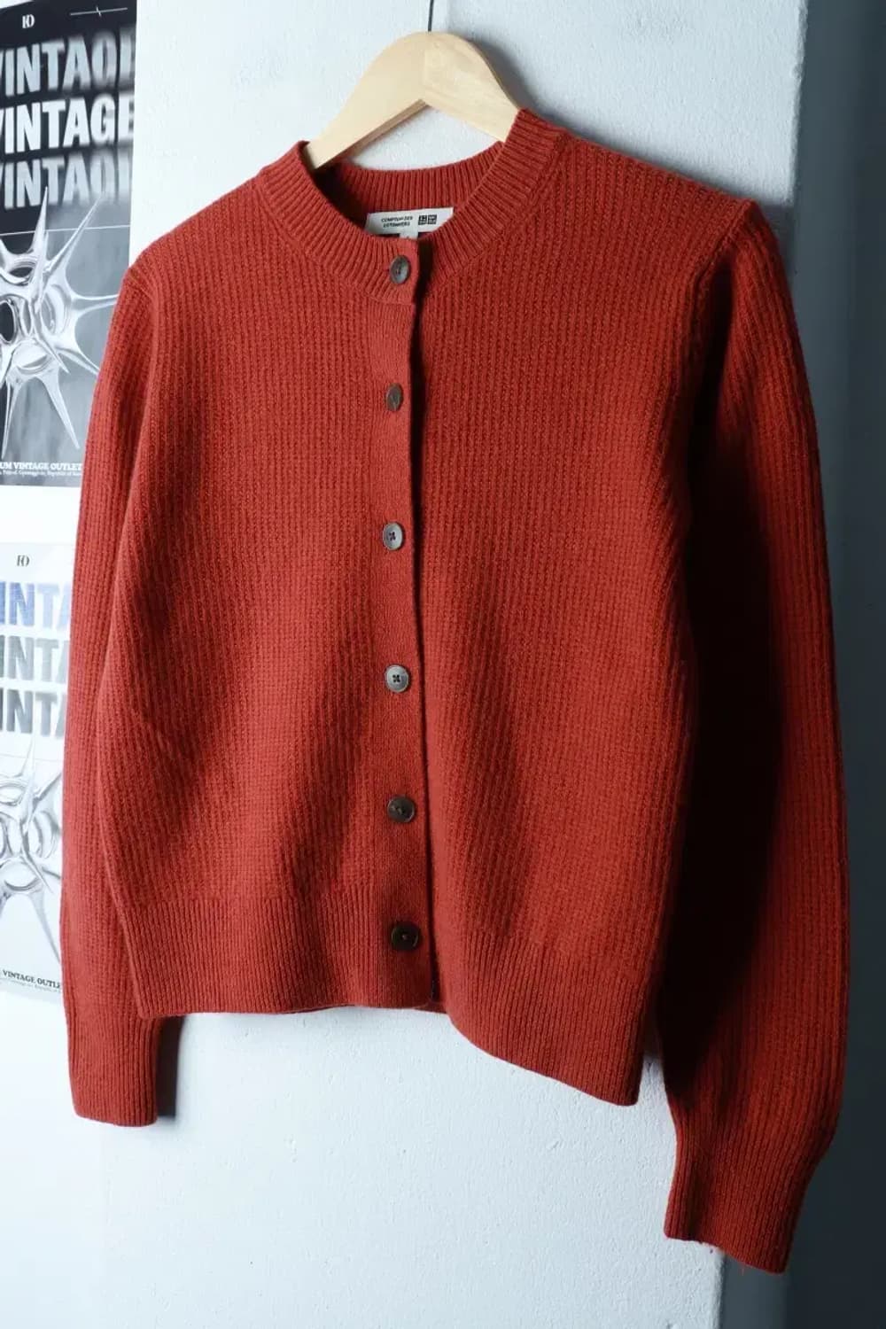 W(S-M) 유니클로 맨투맨 티셔츠 꼼뜨와데꼬또니에 주황 울-16A9E 상품이미지1