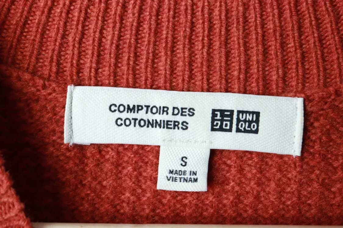 W(S-M) 유니클로 맨투맨 티셔츠 꼼뜨와데꼬또니에 주황 울-16A9E 상품이미지5