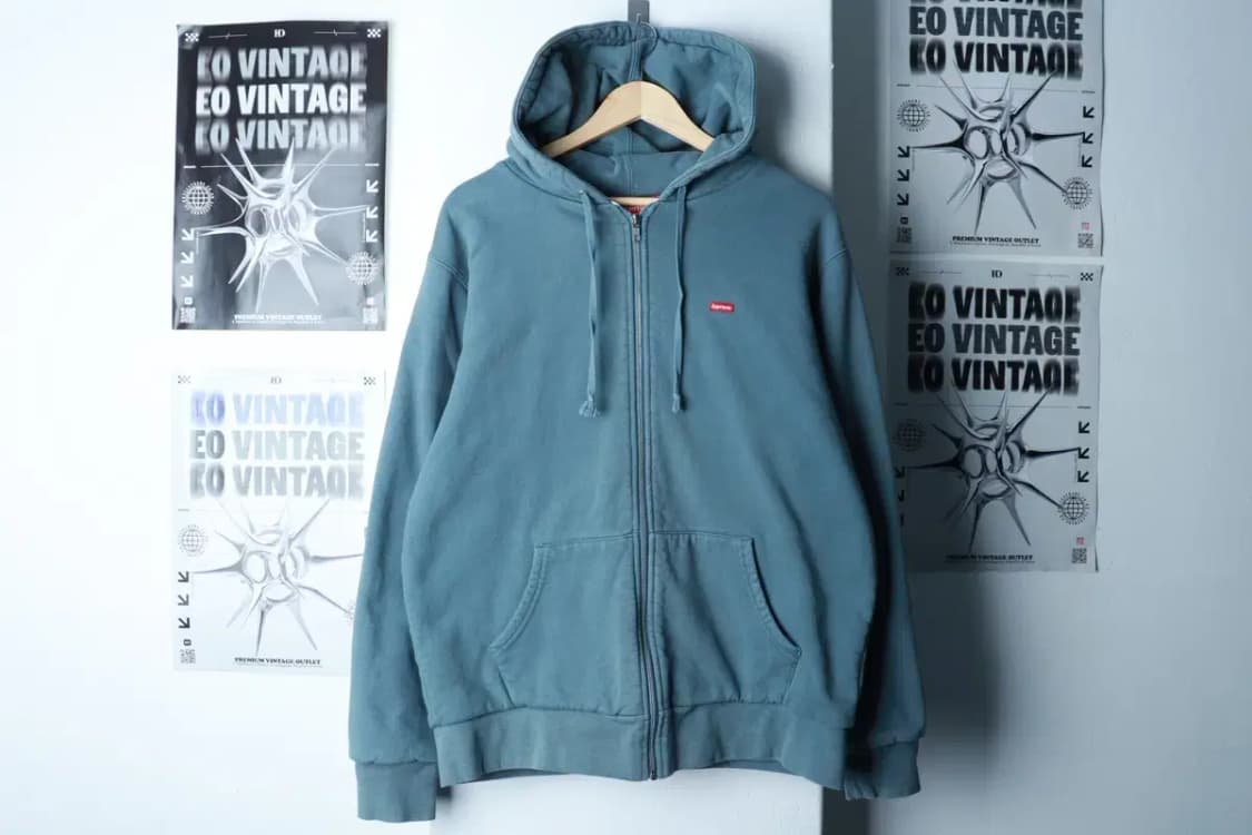 (L-XL) 슈프림 후드집업 스몰박스로고 연블루 헤비 피그먼트-16B06 상품이미지2