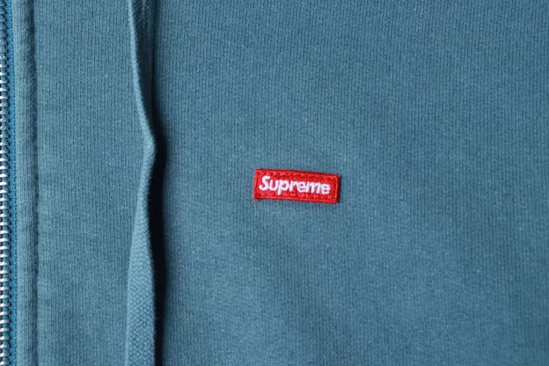 (L-XL) 슈프림 후드집업 스몰박스로고 연블루 헤비 피그먼트-16B06 상품이미지5