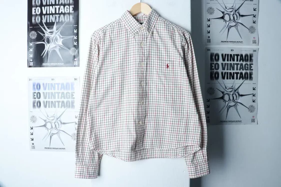 W(M-L) 폴로 랄프로렌 셔츠 남방 체크 베이지 포니-16B09 상품이미지2