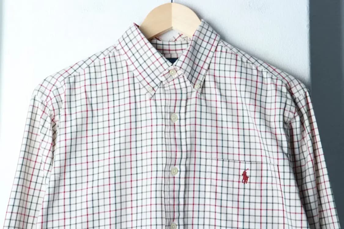 W(M-L) 폴로 랄프로렌 셔츠 남방 체크 베이지 포니-16B09 상품이미지3