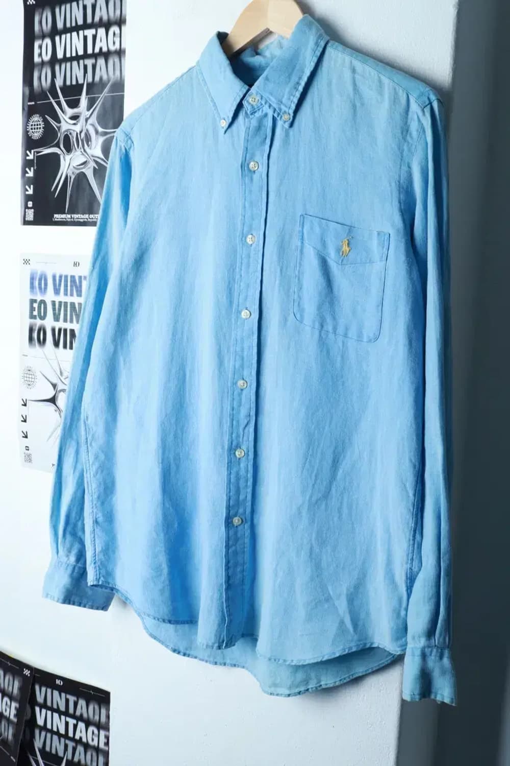 (M-L) 폴로 랄프로렌 셔츠 남방 린넨 마 연블루 포니-16B0A 상품이미지1