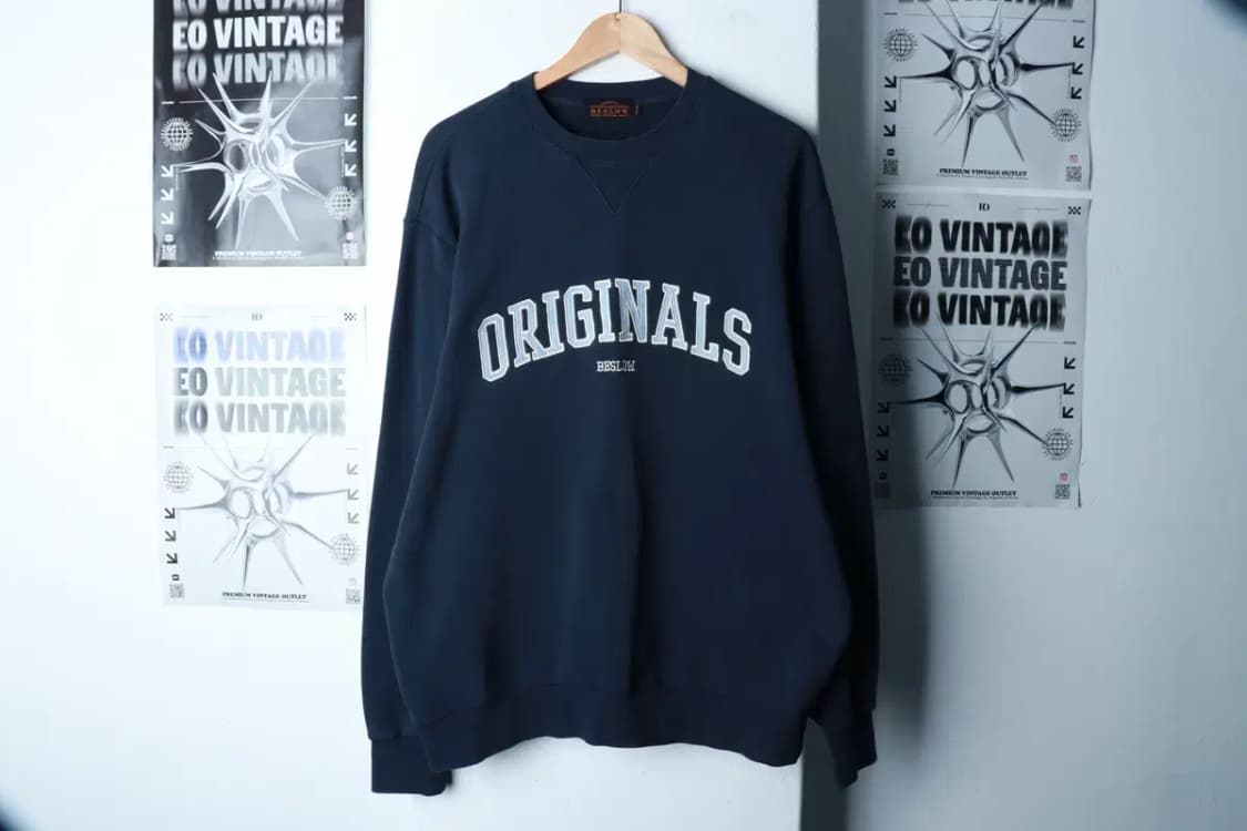 (XL-2XL) 비슬로우 맨투맨 티셔츠 루즈핏 네이비 아메카지-16B18 상품이미지2