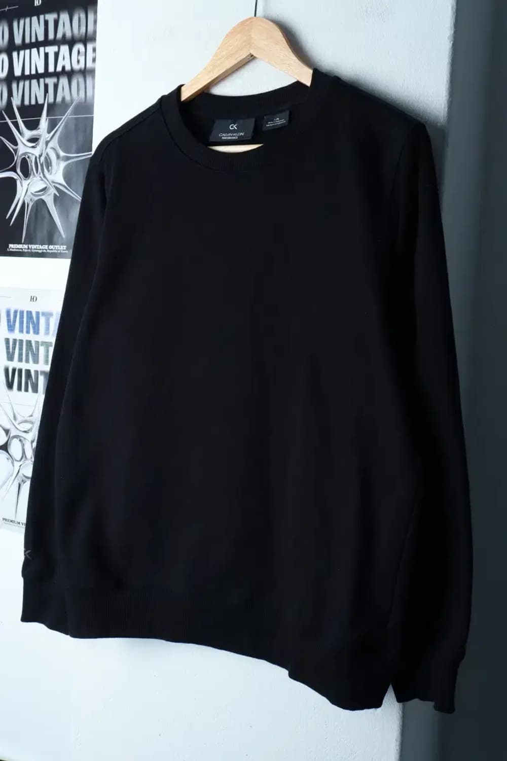 (L-XL) 캘빈클라인 맨투맨 티셔츠 무지 블랙 스트릿-16B19 상품이미지1