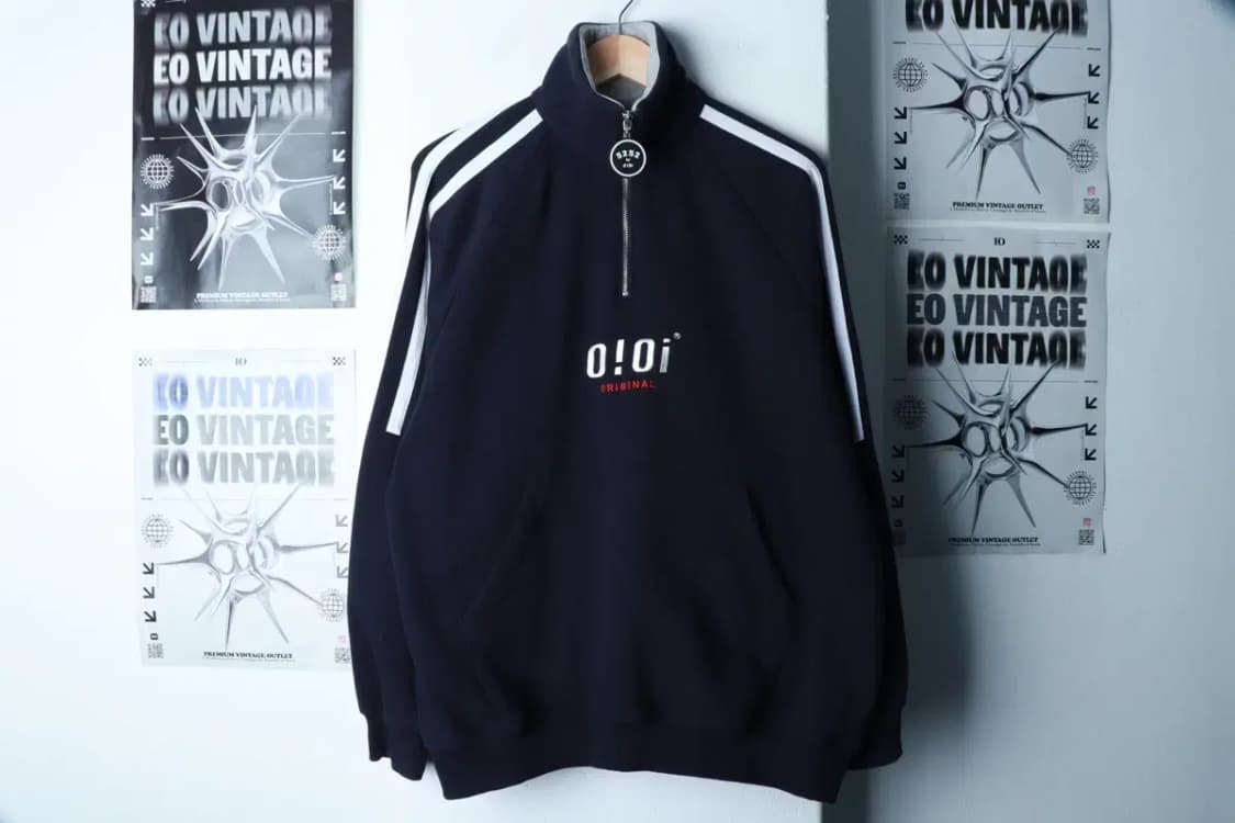 (F) 오아이오아이 맨투맨 티셔츠 반집업 네이비 기모 올드스쿨-16B1A 상품이미지2