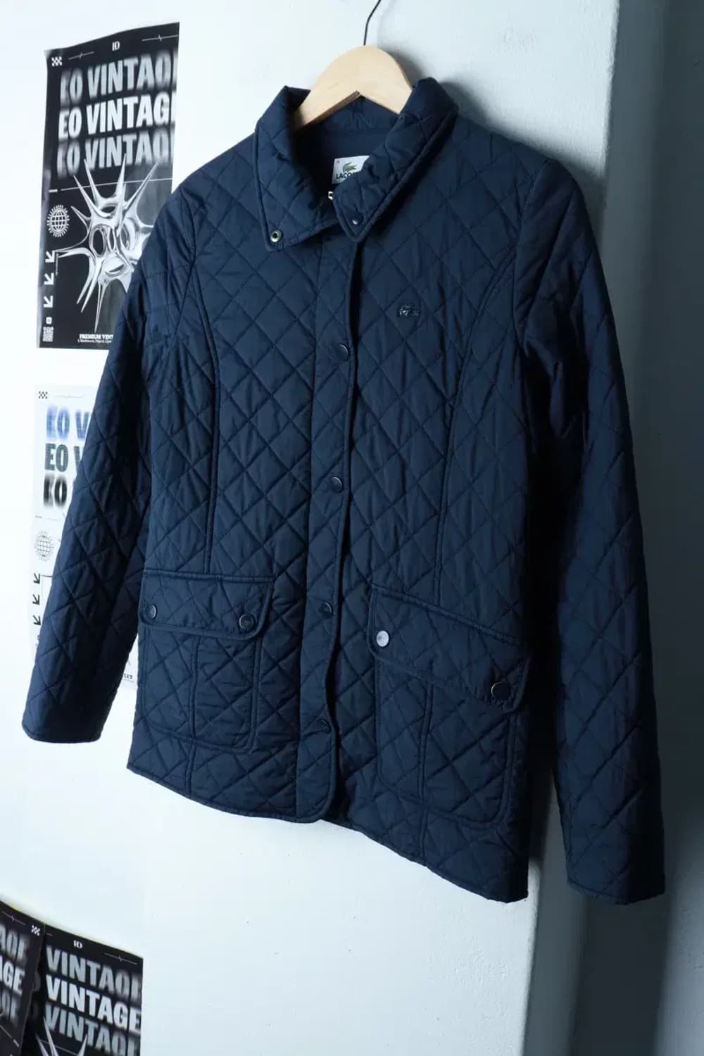 W(L) 라코스테 패딩 점퍼자켓 사파리 퀄팅 네이비-16B21 상품이미지1