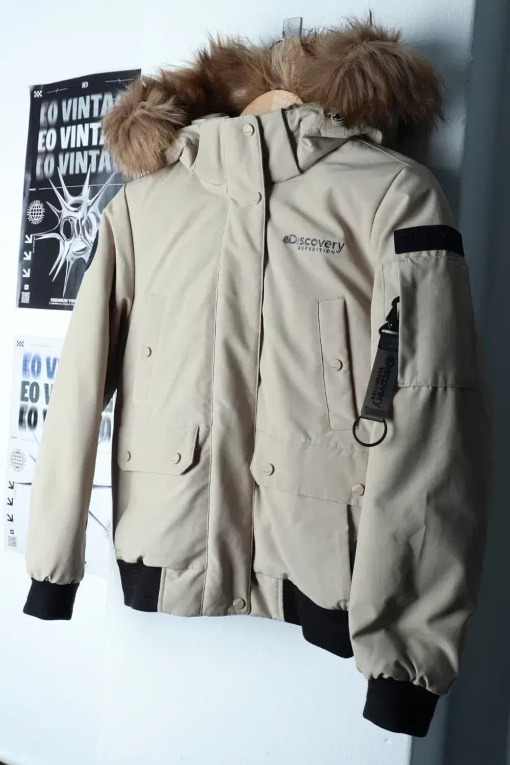 W(S) 디스커버리 패딩 점퍼자켓 덕다운 베이지 퍼 Y2K-16B28 상품이미지1