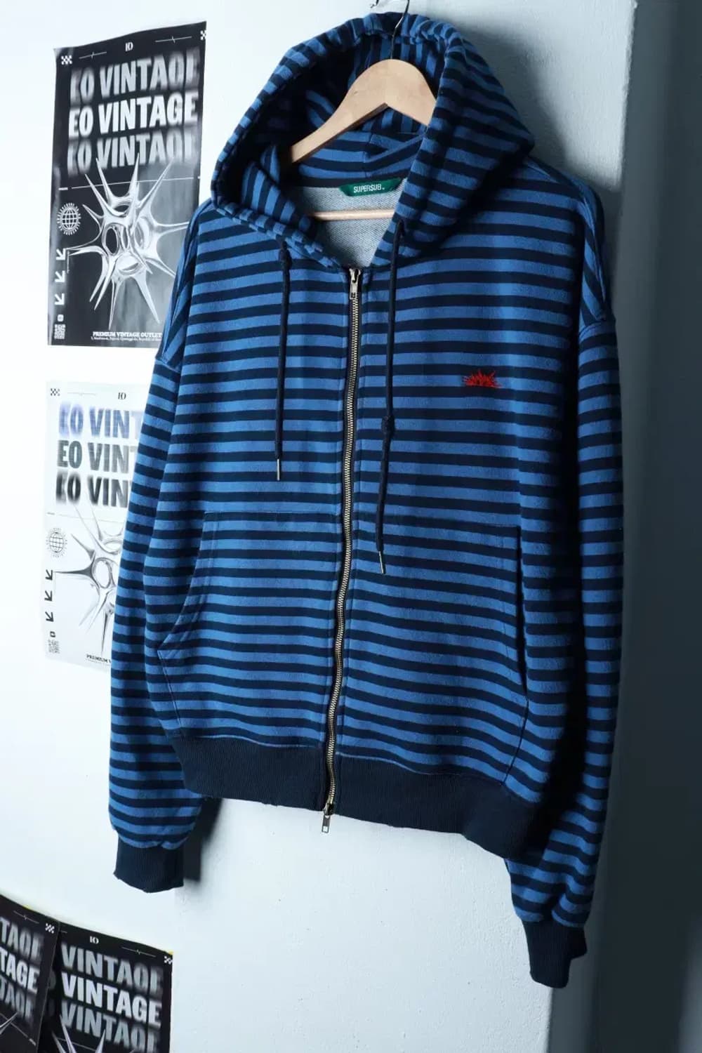 (M-L) 슈퍼서브 후드집업 스트라이프 블루 그런지-16B8F 상품이미지1