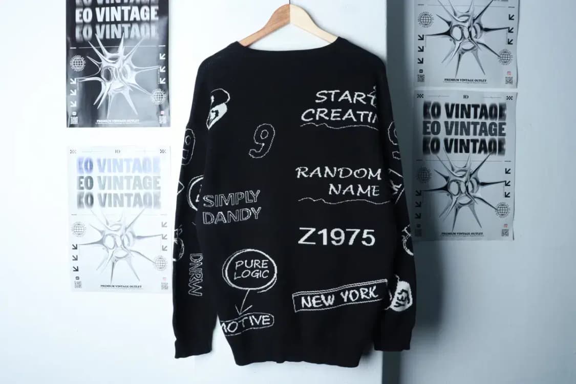 (L-XL) 자라 니트 레터링 블랙 올드스쿨-16B91 상품이미지5