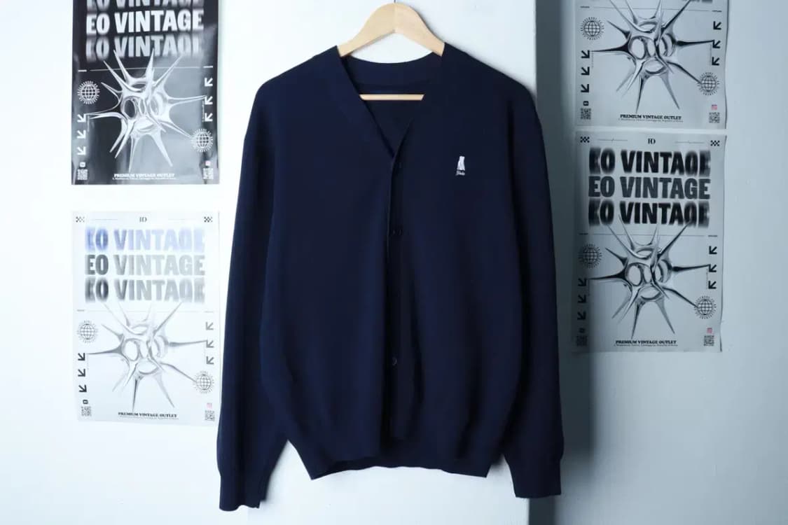 (M-L) 예일 니트 가디건 스몰로고 네이비-16B92 상품이미지2