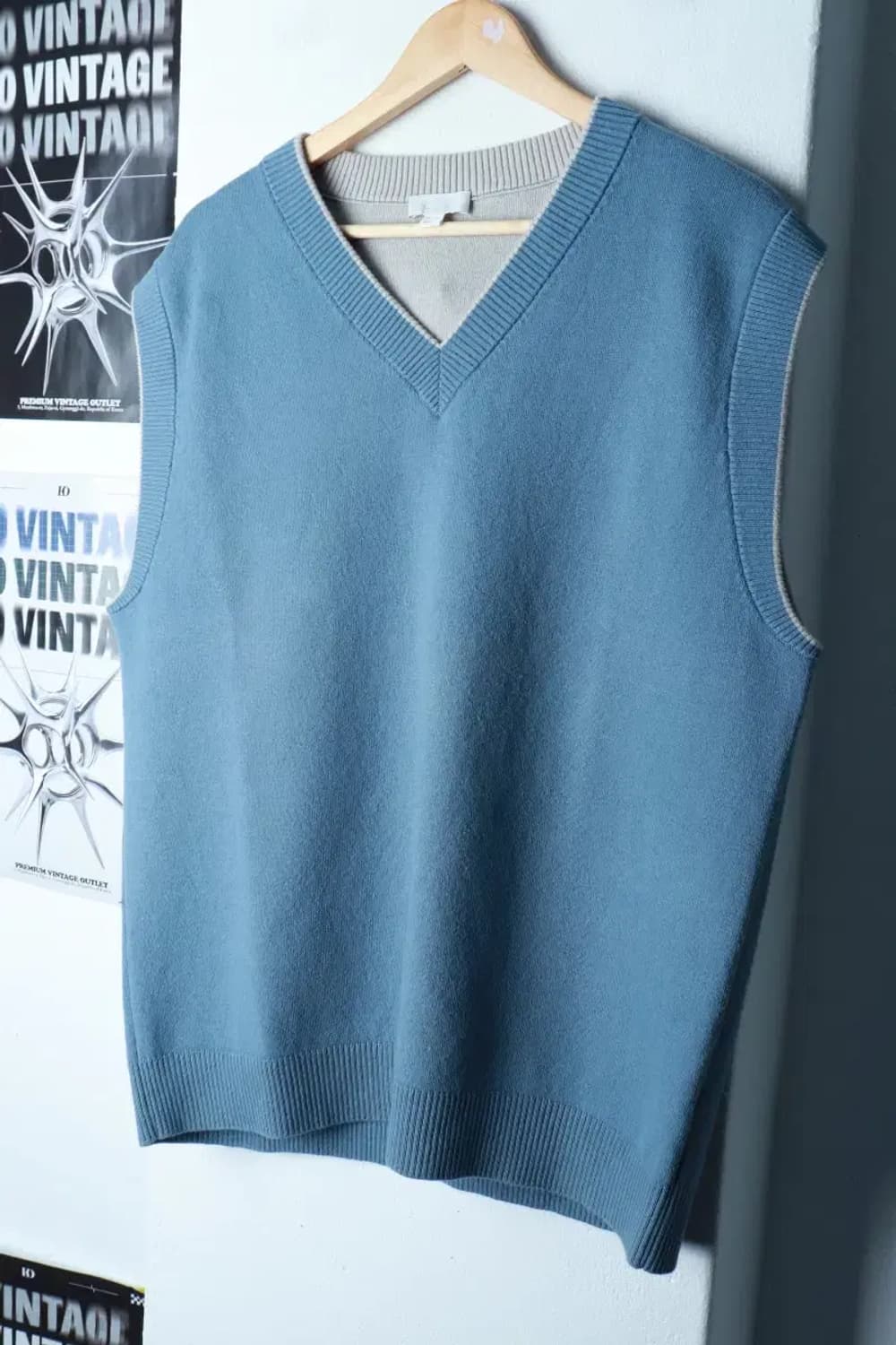 (M-XL) 코스 니트 조끼 오버핏 연블루 울-16B94 상품이미지1