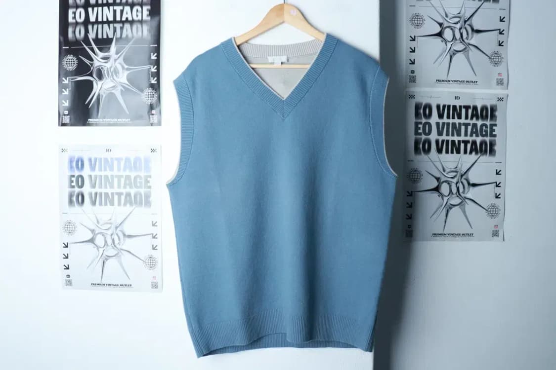 (M-XL) 코스 니트 조끼 오버핏 연블루 울-16B94 상품이미지2