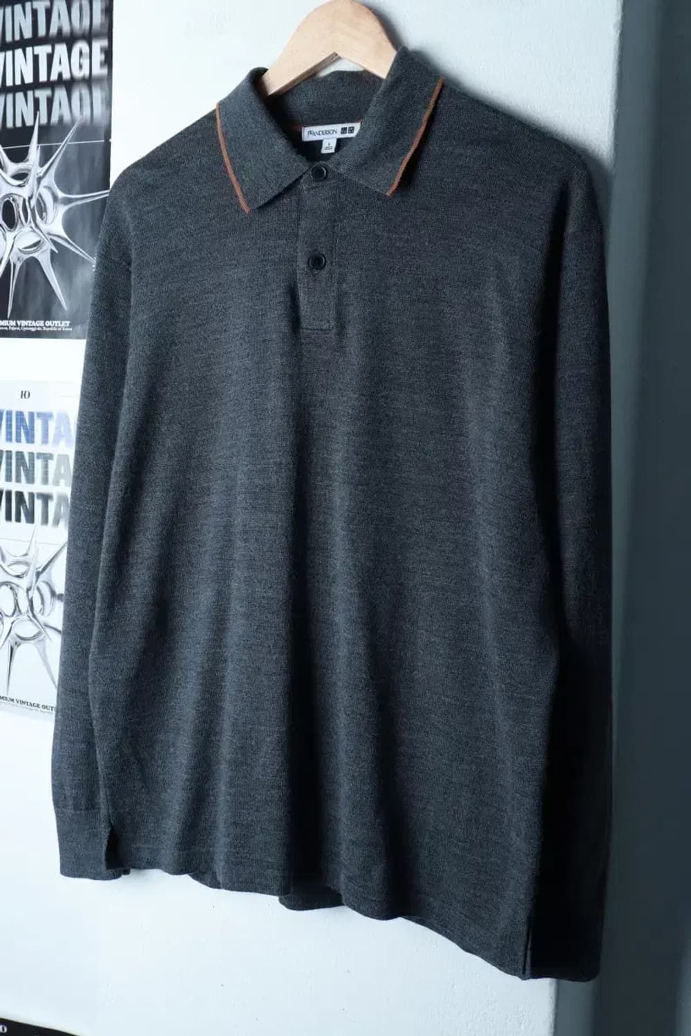 (L) 유니클로 니트 JW앤더슨 카라 그레이 울-16B95 상품이미지1