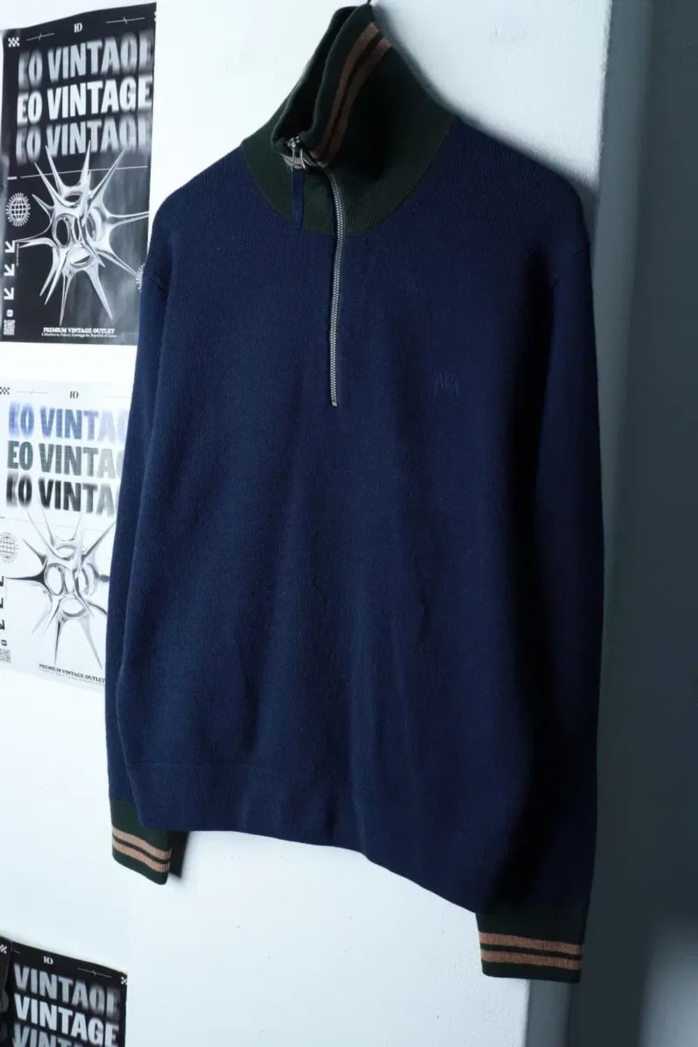 (L-XL) 유니클로 니트 JW앤더슨 반집업 네이비 울-16B96 상품이미지1