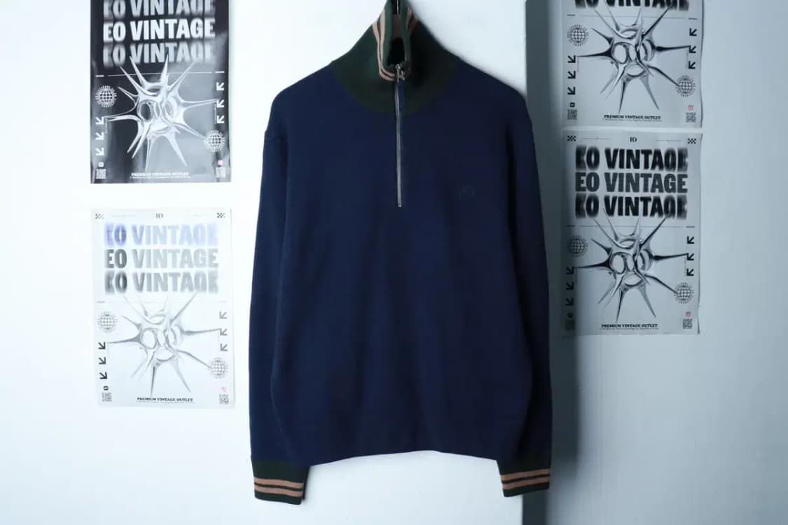 (L-XL) 유니클로 니트 JW앤더슨 반집업 네이비 울-16B96 상품이미지2