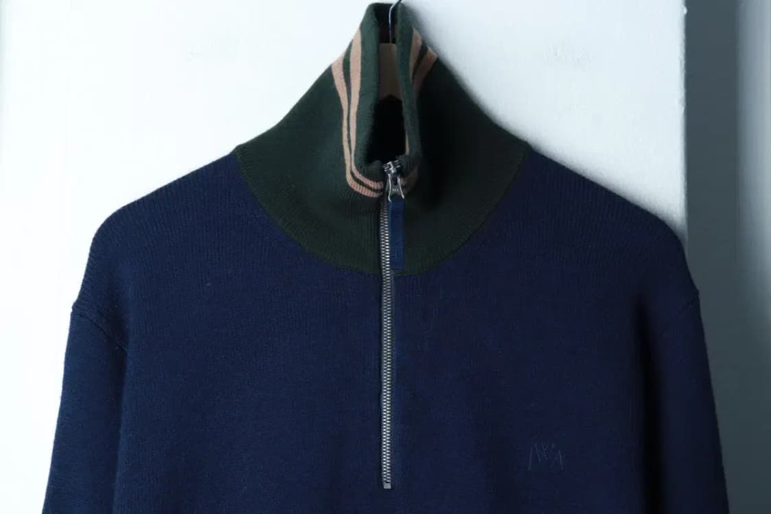 (L-XL) 유니클로 니트 JW앤더슨 반집업 네이비 울-16B96 상품이미지3