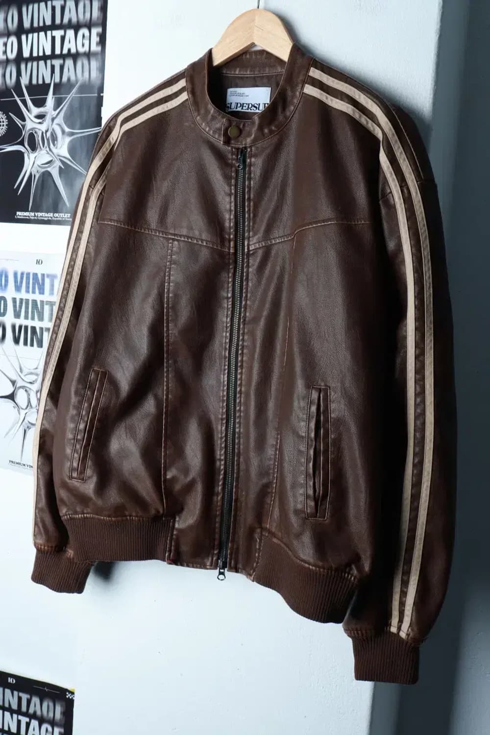 (L-XL) 슈퍼서브 집업 바람막이 점퍼자켓 레더 브라운-16B9A 상품이미지1