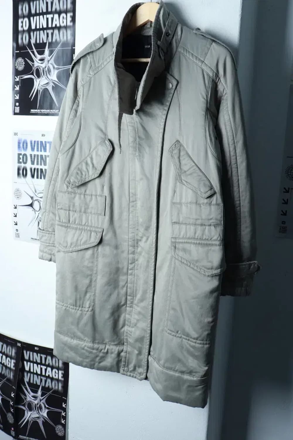 W(S-M) 시스템 패딩 점퍼자켓 한섬 코트 그레이 롱 풀내피-16B9E 상품이미지1