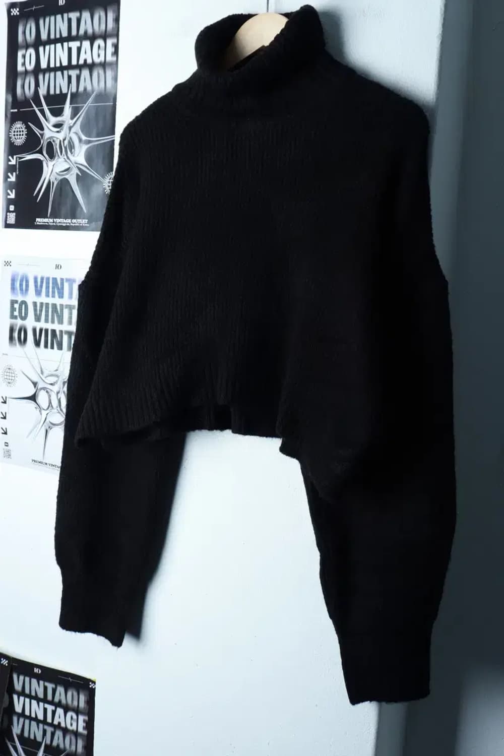 W(F) 닉앤니콜 니트 새상품 터틀넥 크롭 블랙-16BA7 상품이미지1