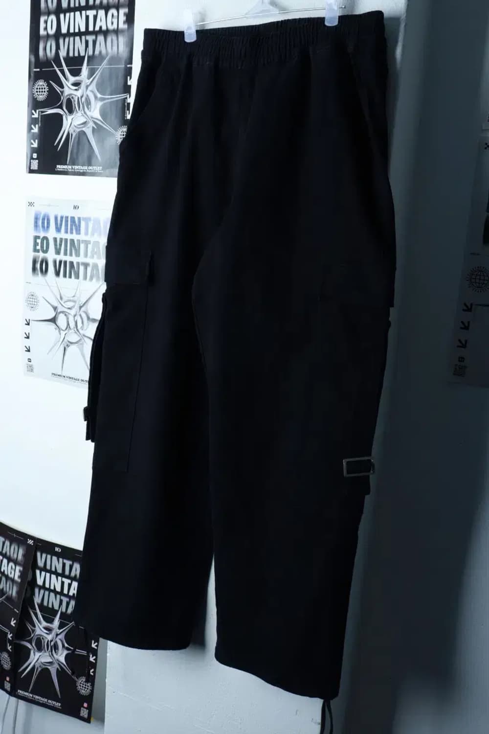 (L) 엑스톤즈 면바지 팬츠 카고 밴딩 블랙 스트릿-239D 상품이미지1