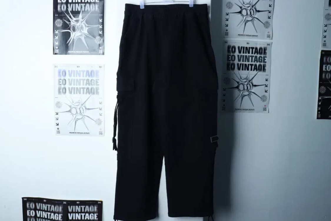 (L) 엑스톤즈 면바지 팬츠 카고 밴딩 블랙 스트릿-239D 상품이미지2