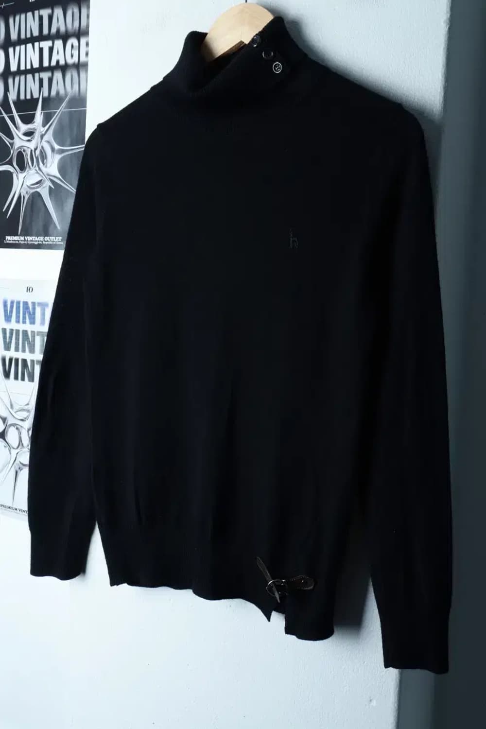 W(M) 헤지스 니트 목폴라 블랙 울 유니크-16BD2 상품이미지1