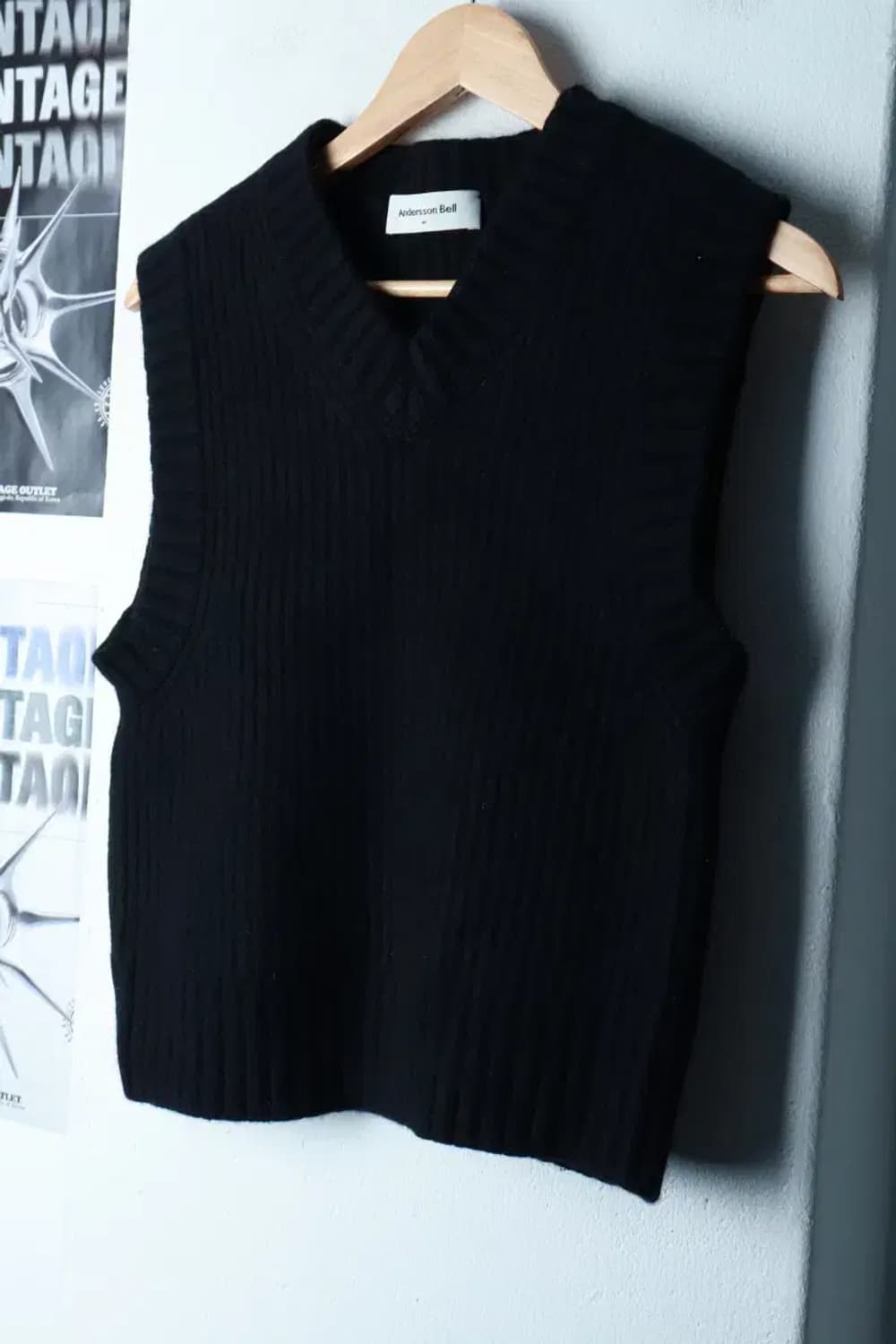 (M-L) 앤더슨벨 니트 조끼 블랙 헤비울-16BD3 상품이미지1