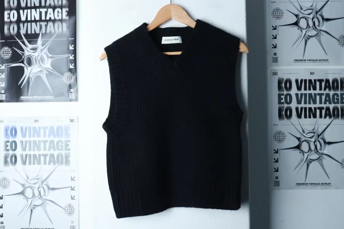 (M-L) 앤더슨벨 니트 조끼 블랙 헤비울-16BD3 상품이미지2