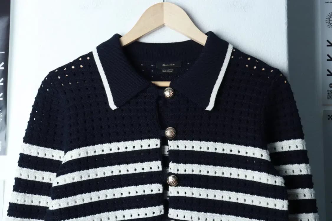 W(XS-S) 마시모두띠 니트 가디건 스트라이프 네이비 한정판-16BD6 상품이미지3