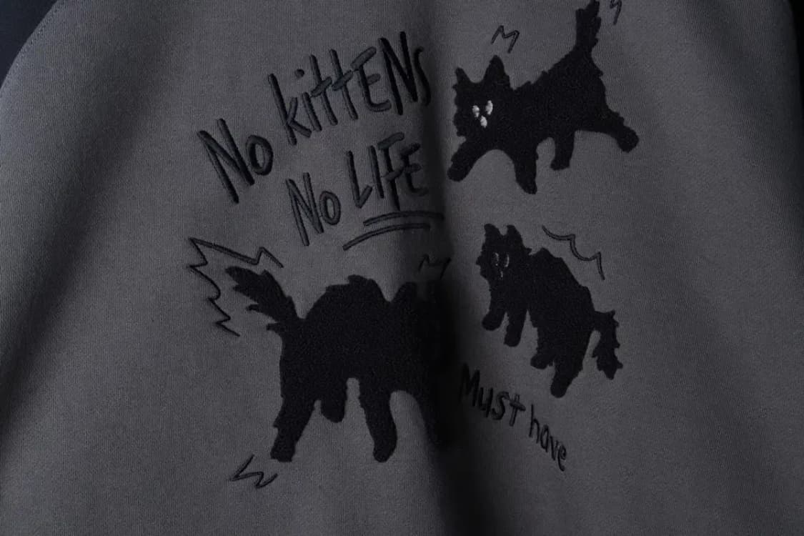 (L-XL) 꼼파뇨 맨투맨 티셔츠 나그랑 차콜 기모 고양이-16BE3 상품이미지5