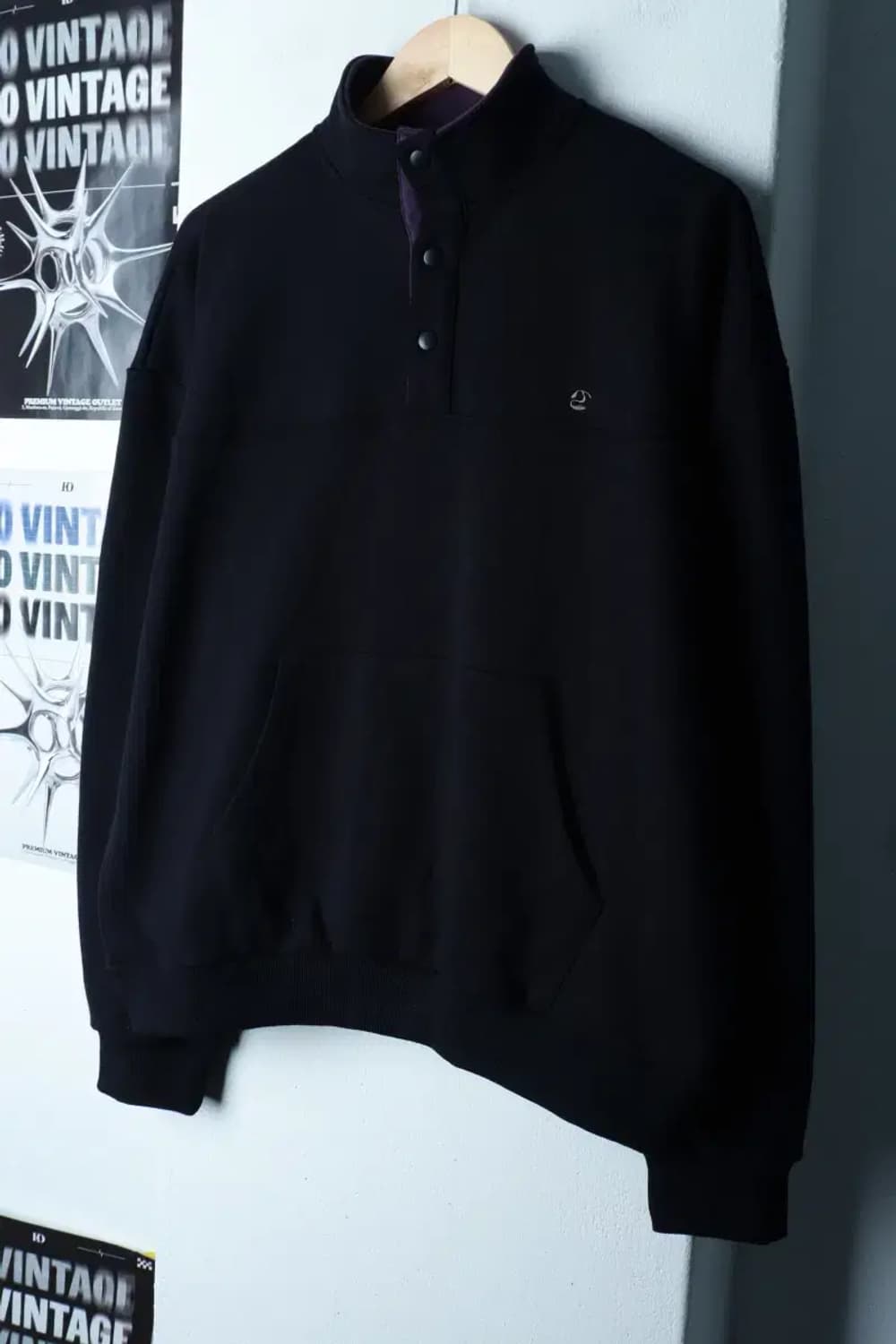 (F) 썸플레이스 맨투맨 티셔츠 새상품 반집업 블랙 올드스쿨-16BE5 상품이미지1