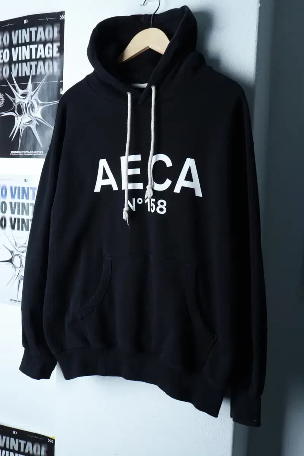 (L-XL) 에이카화이트 후드티셔츠 빅로고 블랙 올드스쿨-16BF0 상품이미지1