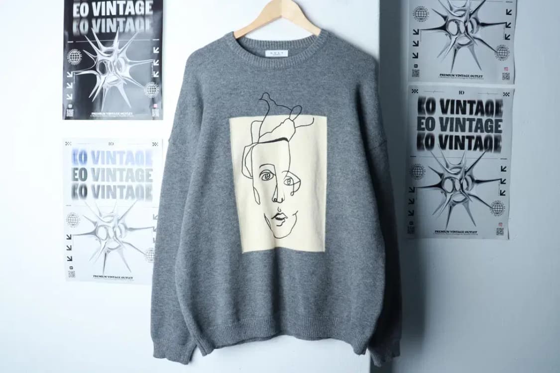 (F) 브랜드빈티지 니트 명화 루즈핏 그레이-16BF2 상품이미지2