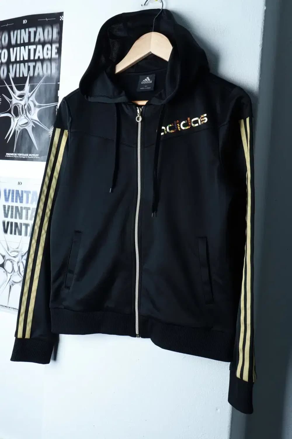 W(L) 아디다스 후드집업 져지 기능성 블랙 금장-16BF3 상품이미지1