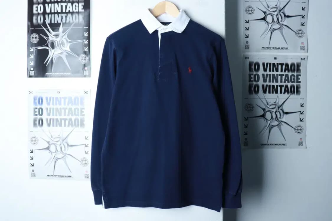 (S-M) 폴로 랄프로렌 카라 긴팔티셔츠 럭비 네이비 포니-16BF9 상품이미지2