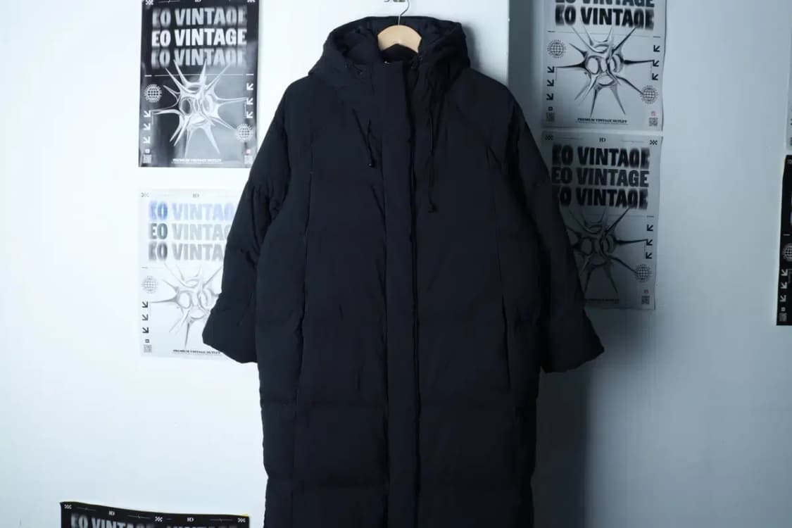 W(F) 스튜디오 톰보이 패딩 점퍼자켓 덕다운 블랙 롱-16C0A 상품이미지2